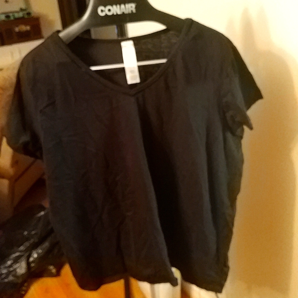 Black V Neck Tee 2X Avon